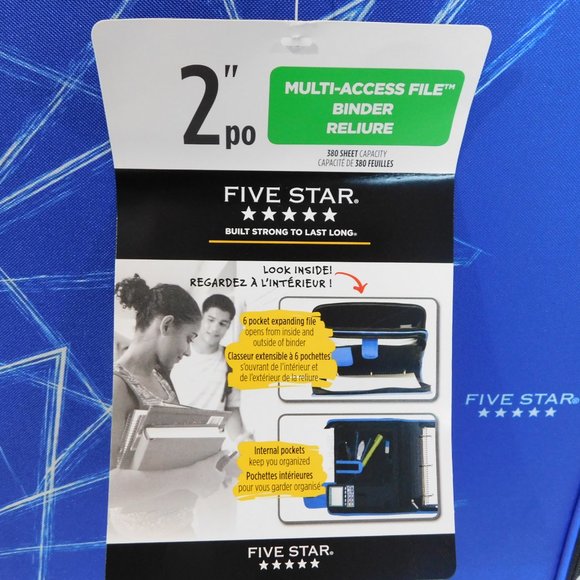 Mead Five Star 2" Multi Access File Binder Blue White Black New with Tag - Picture 2 of 8